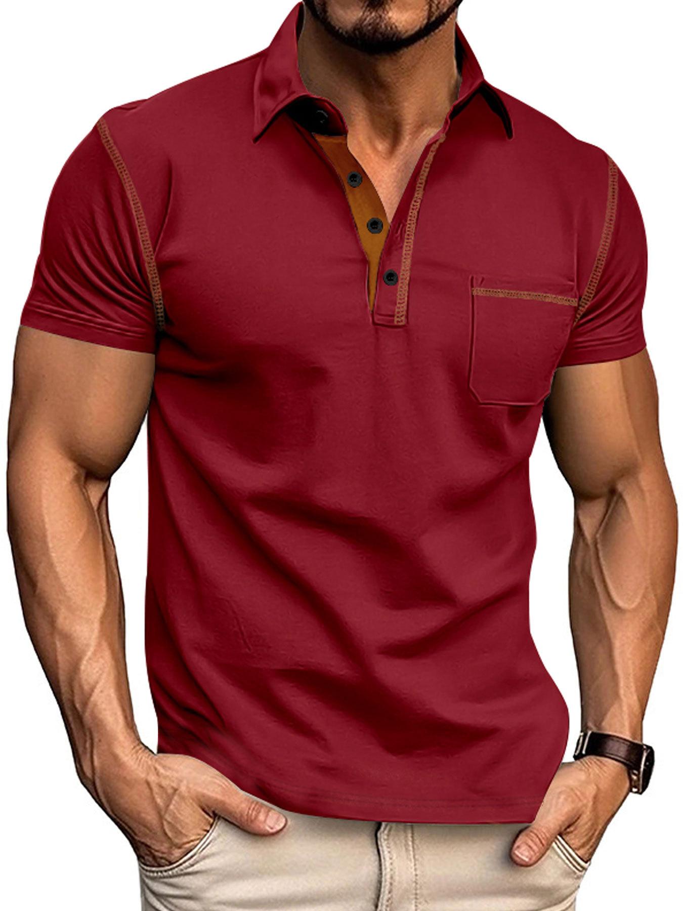Temu European and American summer new men s short-sleeved T-shirt, casual sports lapel polo shirt S