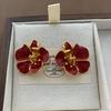 Burgundy Petal Stud Earrings Three-Dimensional Luxury Art High-End Sense Elegant Romance Exquisite Autumn And Winter Festival Earrings Women