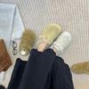 2025 winter new round head with velvet warm cotton shoes versatile Mary Jane thick-soled commuting fluffy women's half-drag
