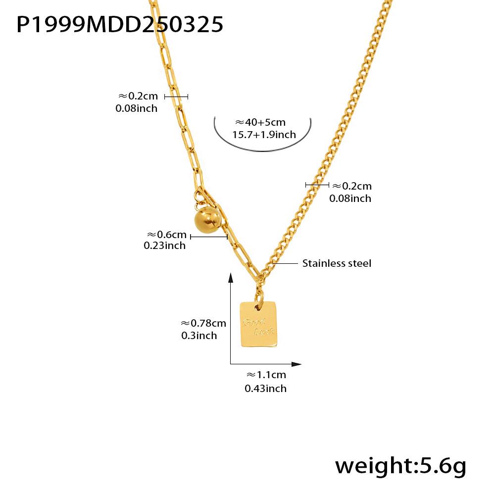 Qiong Yao European & American Fashion Stainless Steel Pendant Necklace with Small Beads & 3-Layer Electroplating