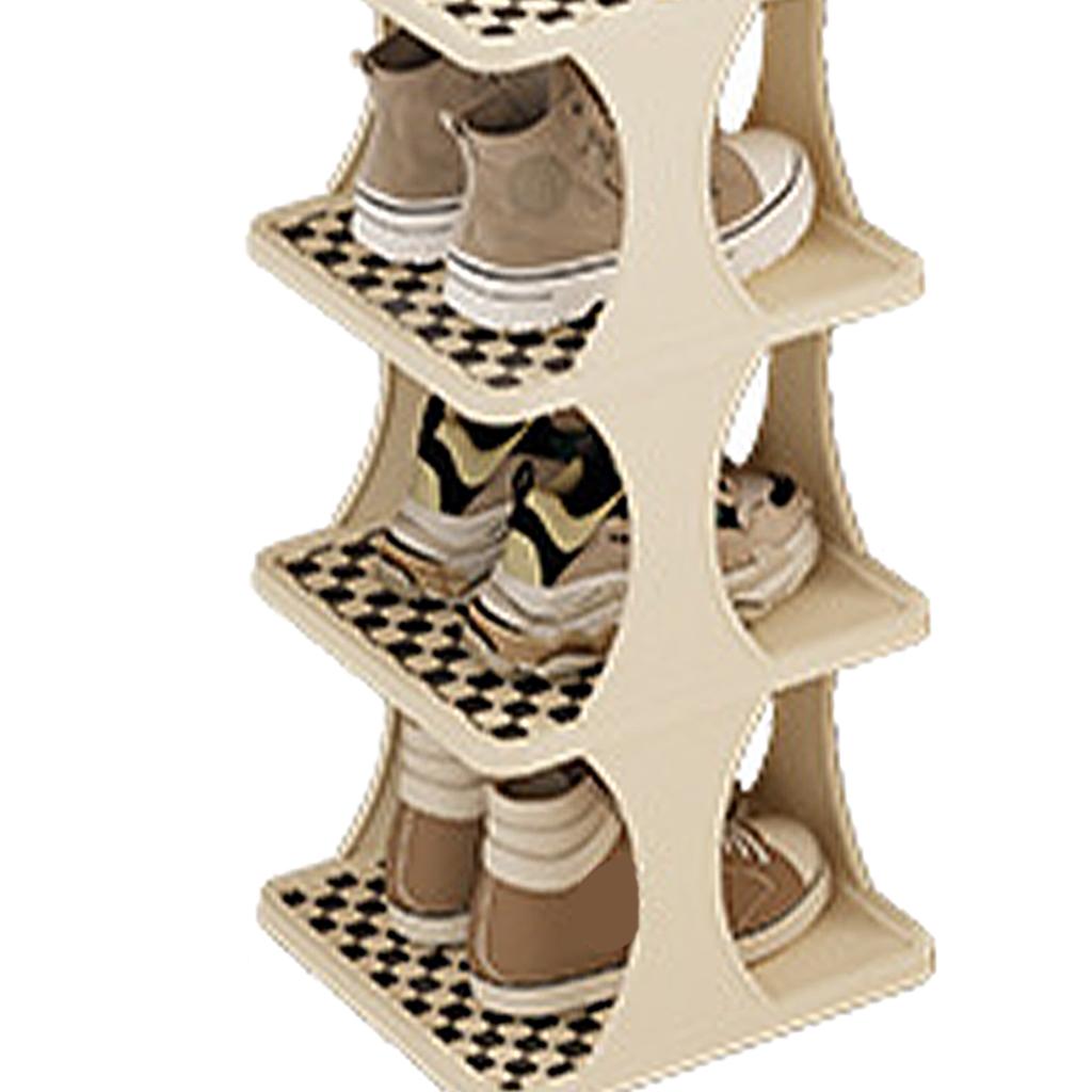 Shoe Rack Single Pairs Shoe Shelf Space Saving Shoe Orgainzer Tower for Home Door Bedroom 4 Layers