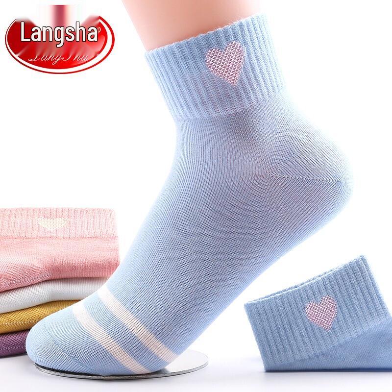 Langsha Women's Pure Cotton Ankle Socks 6-Pack