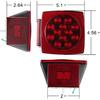 2Pcs Square Red Led Rear Combination Tail Lights Brake Stop Turn Tail Red Lens