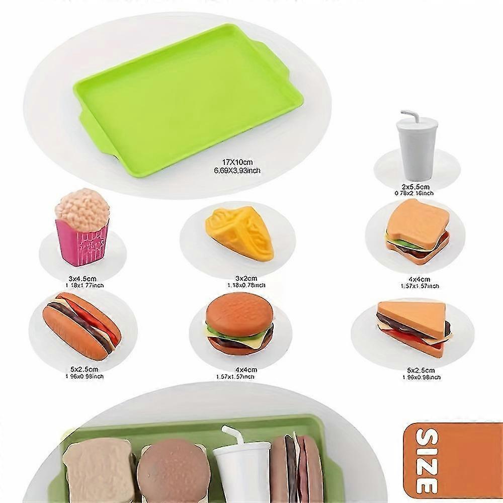 9pcs Simulation Burger Fries Toy Kitchen Play House Boys Girls Mini Disassembly Food Models, Children Play House Toys Set