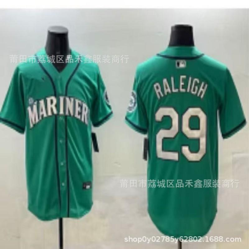 Mens Seattle Mariners 29 Raleigh Embroidered Baseball Jersey Cotton Sportswear Unisex Fan Apparel