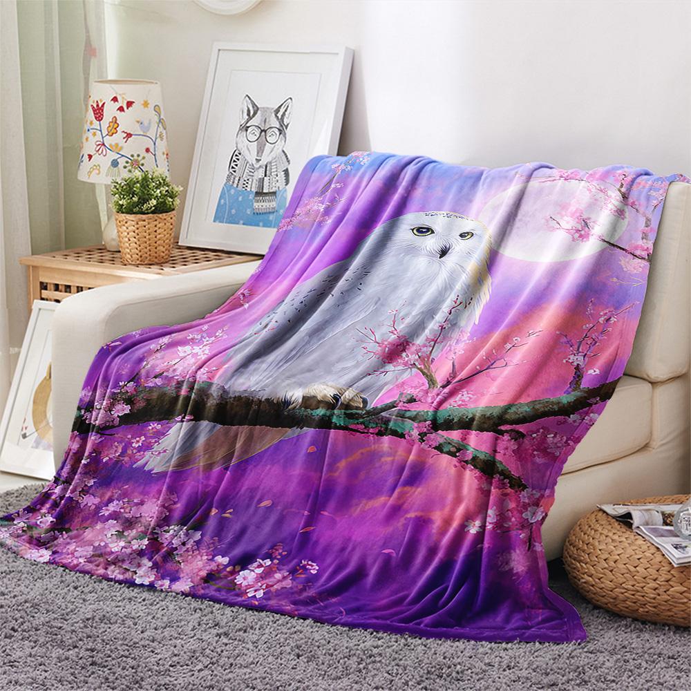 Flanelová deka s potiskem soviček, Vysoce kvalitní, Pohodlná pro všechna roční období, Domácí dekorace, Teplo a pohodlí, Perfektní jako vánoční dárky