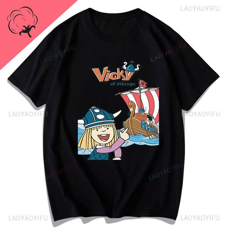 VickyLa Vichinga Wickie Maglietta GerUnisex Serie TV Anni '80 Cartone Animato Stampa Vintage Top Ragazzo Ragazza Abbigliamento in Cotone Camisa Magliette Grafiche
