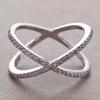 Trendy Cubic Zirconia Geometric Rings For Women Men X Shape Copper Ring Party Everyday Jewelry