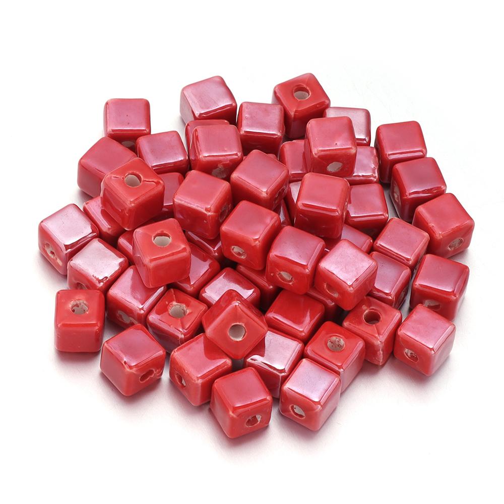 10pcs/lot Square Beads Ceramic Beads Colorful Cube Loose Beads Spacer Beads For Jewelry Making DIY Necklace Bracelet Accessories