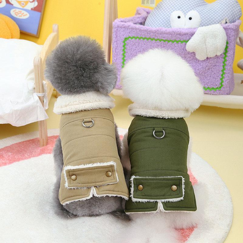 Thick Velvet Dog Coat - Solid Color for Autumn/Winter - Fits Teddy, Bichon Puppies
