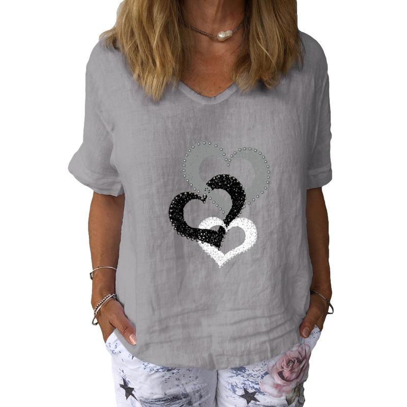 IHUASU Moda Donna Casual Manica Corta Scollo a V Bluse e Camicie
