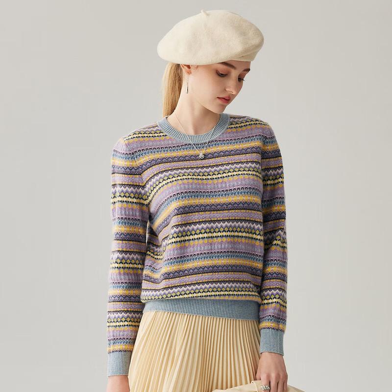 Zhaojun Women's Retro Fair Isle Cashmere Pullover
