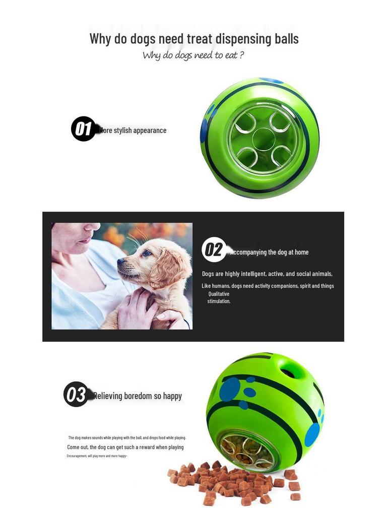 Teething Bite-Resistant Dog Toy: Sounding Laugh Ball with Treat Dispensing Feature