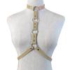 Adjustable Faux Leather Halterneck Choker Ring Waist Belt Body Chain Harness