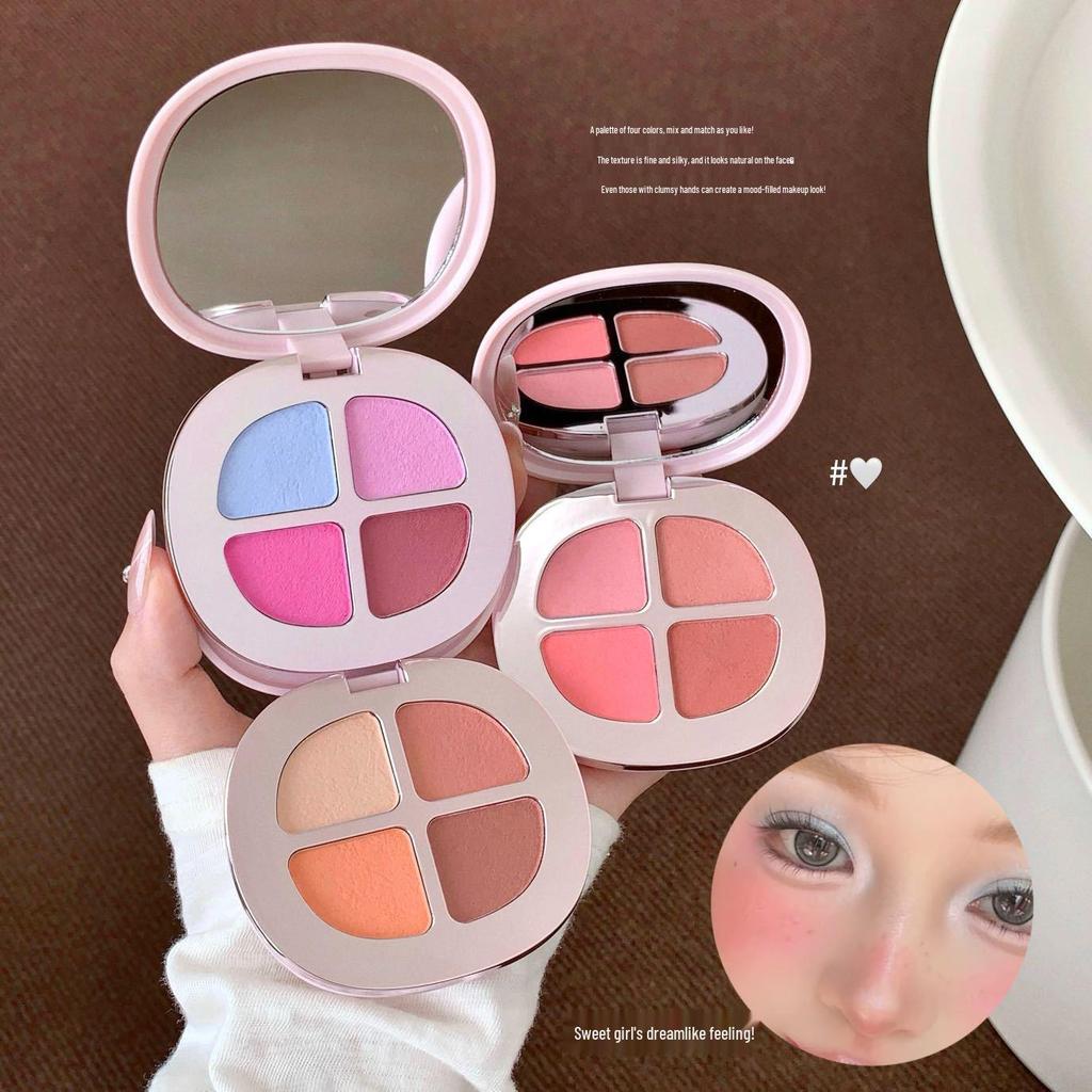 Kakashow Blooming Cheeks Four-Color Blush Palette: Natural, Long-Lasting, Brightening and Contouring.