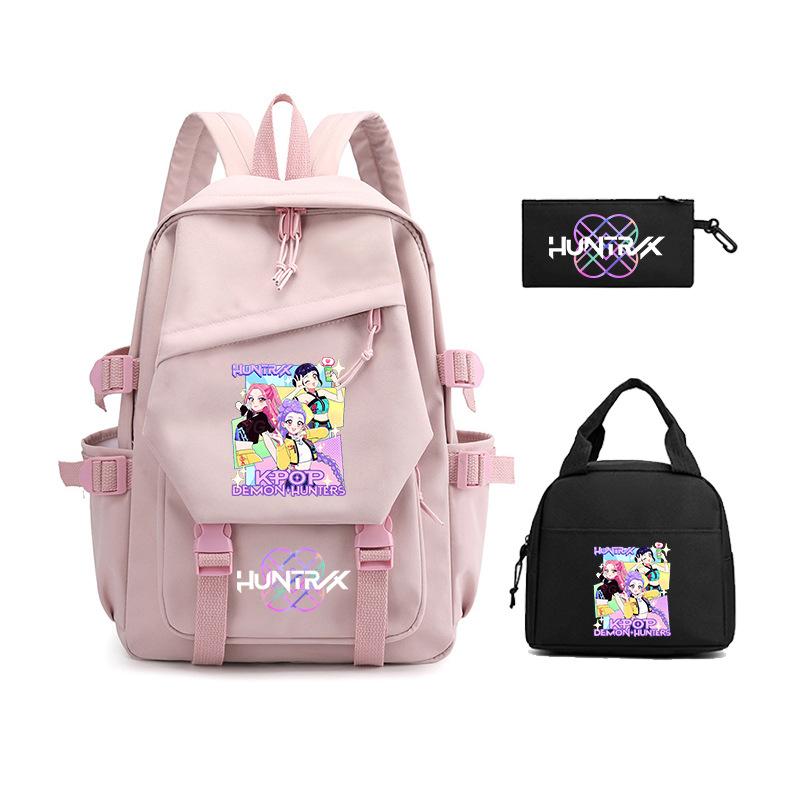 Demon Hunters KPop Demon Hunters Student School Bag Three-piece School Bag Zipper Pencil Case