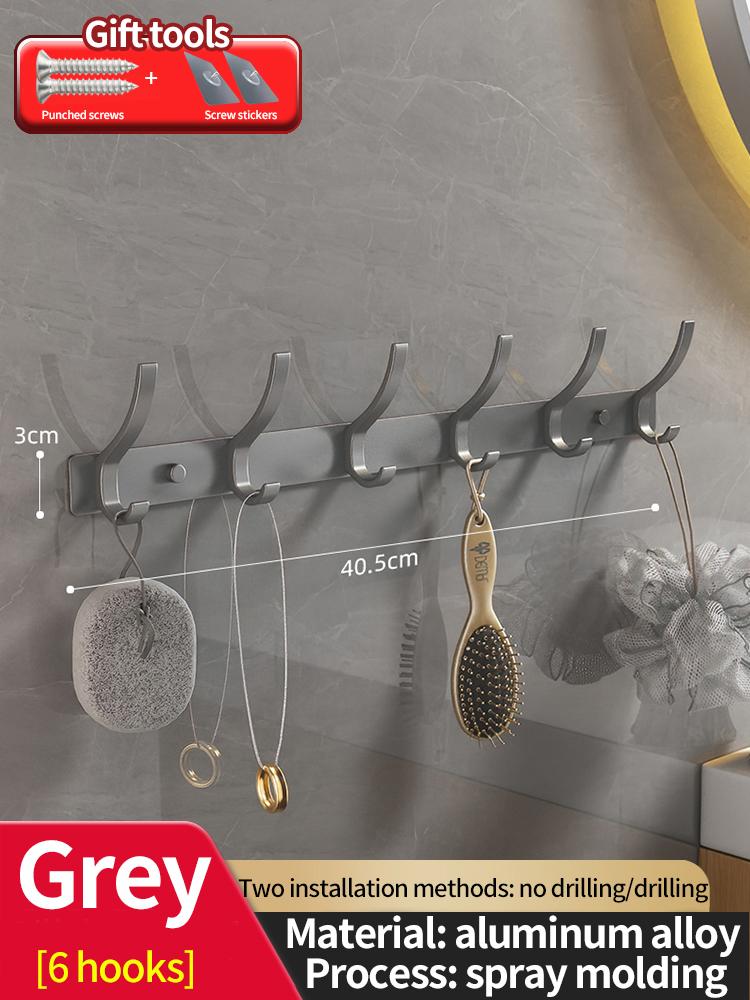 No Drill of Door Hooks, Space Aluminum, Non Perforated Bathroom Hooks, Bedroom Storage, Clothes Hanger Hooks, Wall Clothes Hook