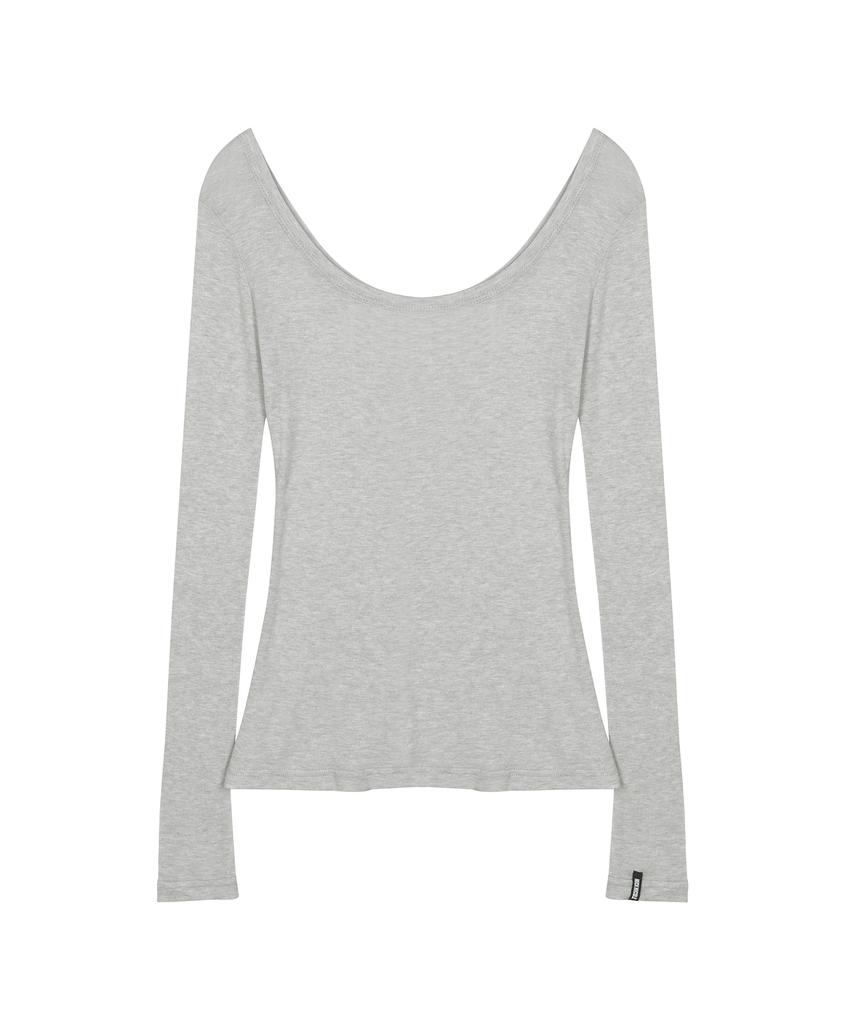 Nigaennikol Nicole Minimal Label Scoop Ls Top_Gray