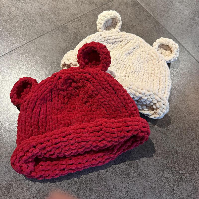 Solid Knitting Color Little Bear Ears Knit Wool Hats Women Fall Winter Wear
