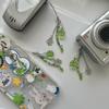 Sweet Grass Leaf Bead Charm Pendant Chain Phone Strap Pocket Keychain Strap Hangings Decoration for Key Bag Purse