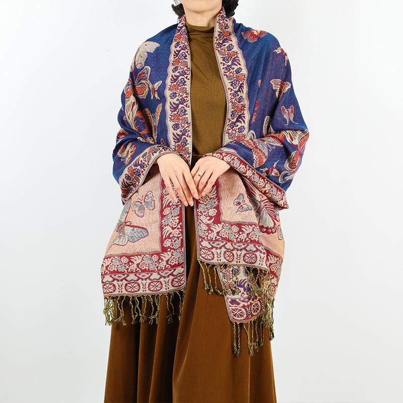 2024 Retro Ethnic Tassel Long Shawl Scarf for Women - Autumn/Winter Fashion Neck Warmer