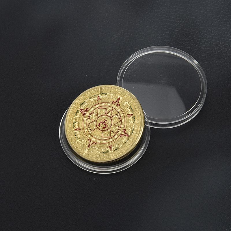 Mayan Calendar Commemorative Medal, Gold-plated Coin, Cultural Totem, Aztec Civilization Commemorative Coin, Creative Coin