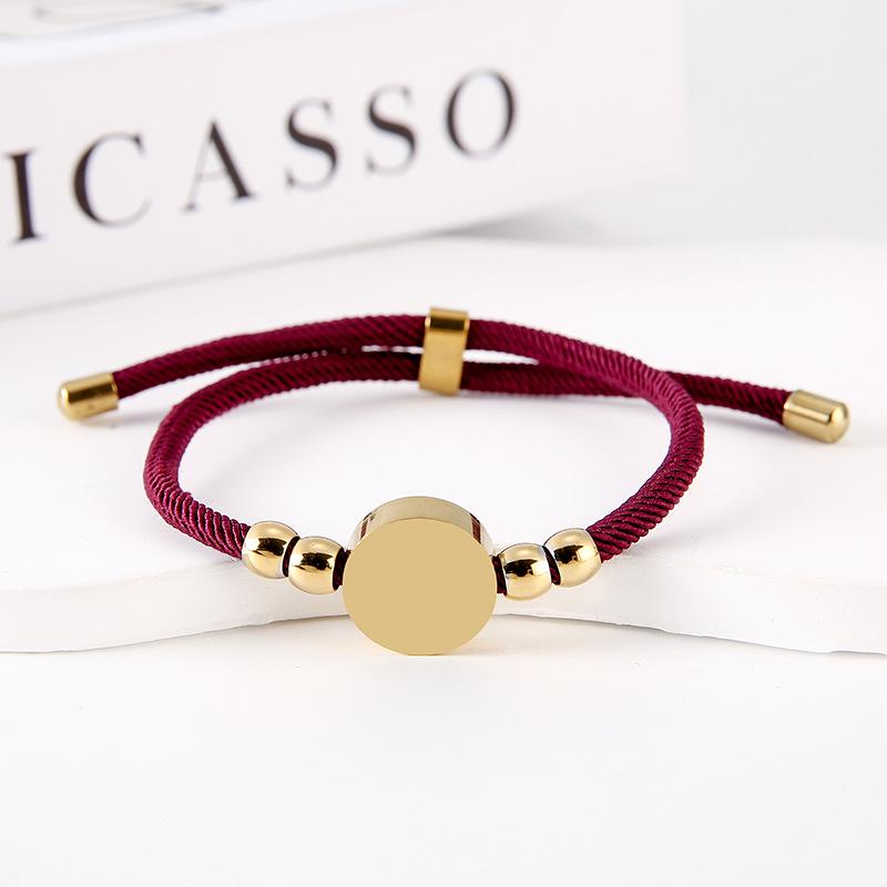Stainless Steel Multi-Color Adjustable Bracelet with Round Tag for Laser Engraving, 15mm Hole