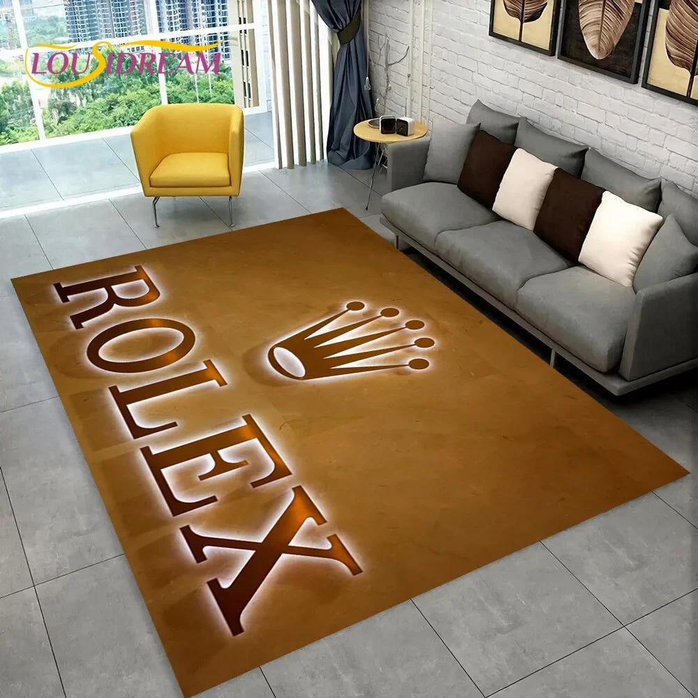 

3D Printed Watch Logo R-Rolex Area Rug,Carpet Rug for Home Living Room Bedroom Sofa Doormat Decor,Kids Non-slip Floor Mat HD 40x60cm(15x23in)