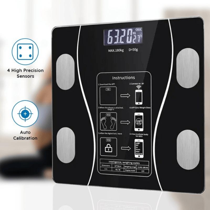 Smart Body Fat Scale with App - Digital Bathroom Weight Scale, Body Composition Analyzer with BMI, Muscle Mass, LED Display