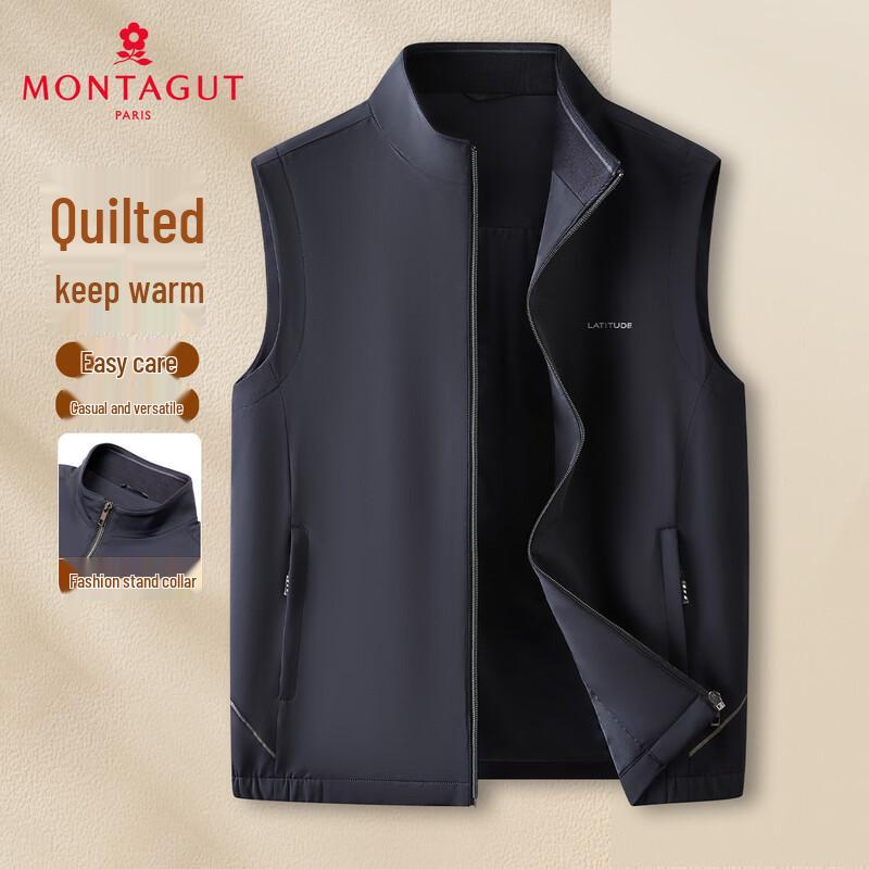 

MONTAGUT Men s Padded Stand-Collar Casual Vest with Zipper Pockets XL