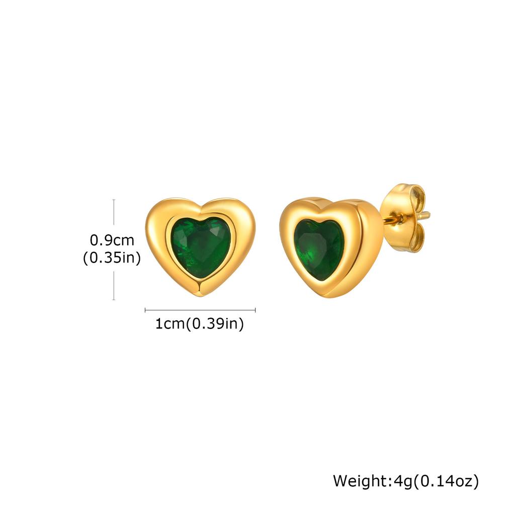 Wind 18K Gold Stainless Steel Love Inlaid Pink Zircon Pendant Necklace Earrings Niche Jewelry