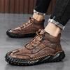 Mens Casual Shoes Leather Oxford Shoes for Men Ankle Chukka Boots Brown Work Boots