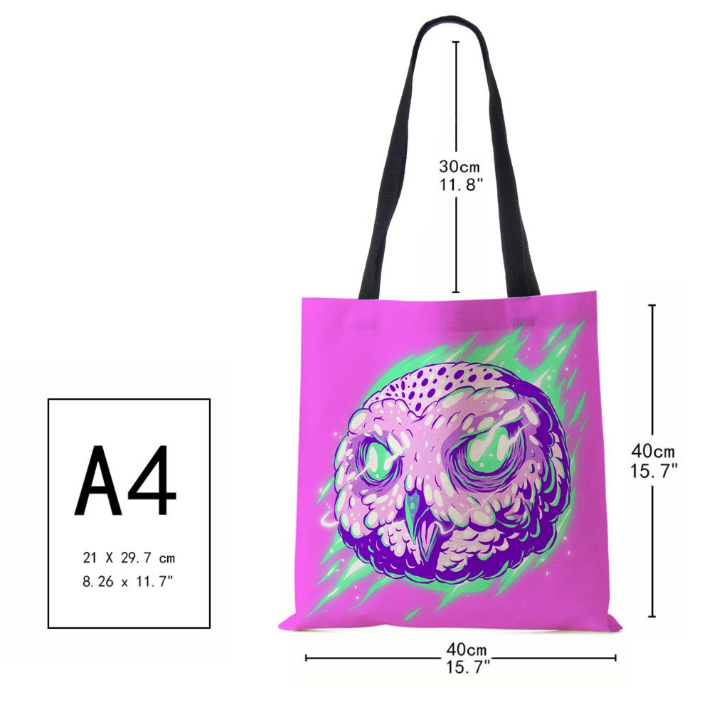 Tiger Elephant Print Shopping Bags Women Folding Reusable Customize Tote Shoulder Bag Canvas Casual Groceries Handbags CLE