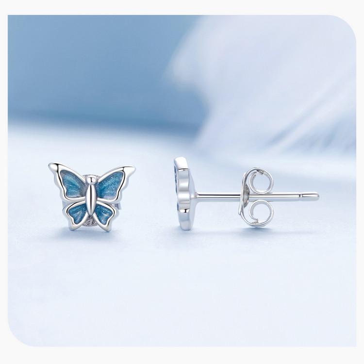 Avle Blue Butterfly Earrings: Versatile S925 Sterling Silver, Platinum-Plated
