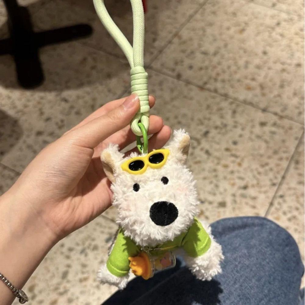 Cute Cartoon West Highland Dog Keychain  Stuffed Dolls Puppy Pendant Hanging Ornament Backpack Key Chain Bag Accessories