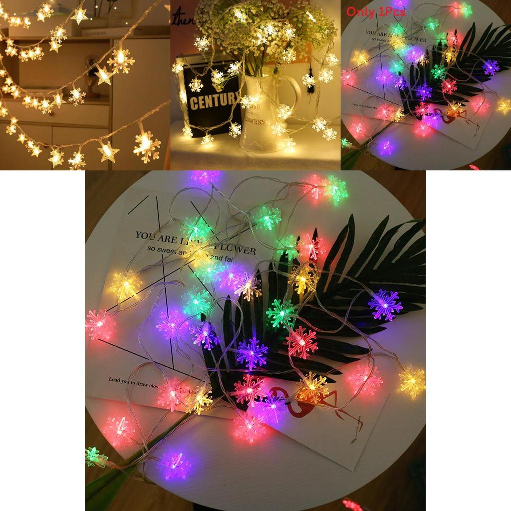 Stars Snowflakes Outdoor Solar Led String Lights For Holiday And Event Decoration