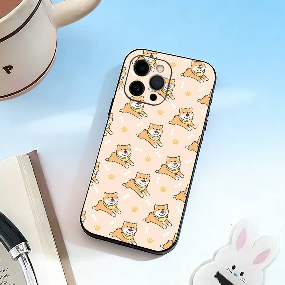 Cute Dog Shiba Inu  Phone Case For iPhone 17,16,15,14,13,12,11 Plus,Pro Max,XS,Soft Silicone Black Cover