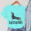 Stretching Dachshunds Women Short Sleeve Graphic Tshirt Summer Harajuku Hip Hop Dog Clothing Women Fashion Dachshunds TShirts