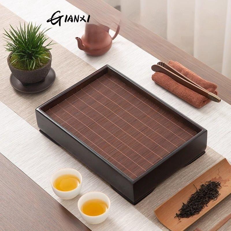 GIANXI Home And Kitchen Tea Tray Portable Dishes For Tea Ta Kawi Bamboo Rectangle Wooden Tray For Chaban Tea Table Serving Trays