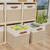 Side Handles Linen Fabric Storage Basket Large Capacity Toys Sorting Box  Cosmetics