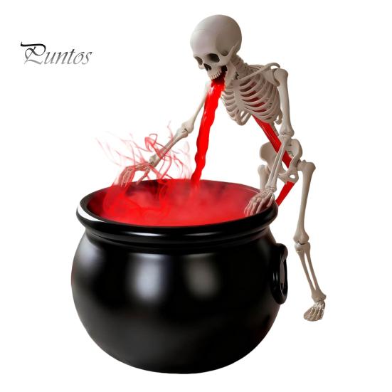 Dark Themed Tabletop Ornaments Halloween Witch Cauldron Fog Machine, Ultrasonic Mist Maker with Glowing LED, Spooky for Haunted House Party