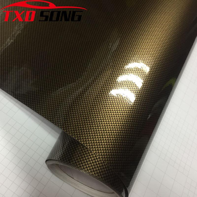 10/20/30/40/50/58X152CM Gold square 2D Car Sticker Carbon Fiber Film DIY Vinyl Film Auto Wrapping Waterproof PVC Covering Film