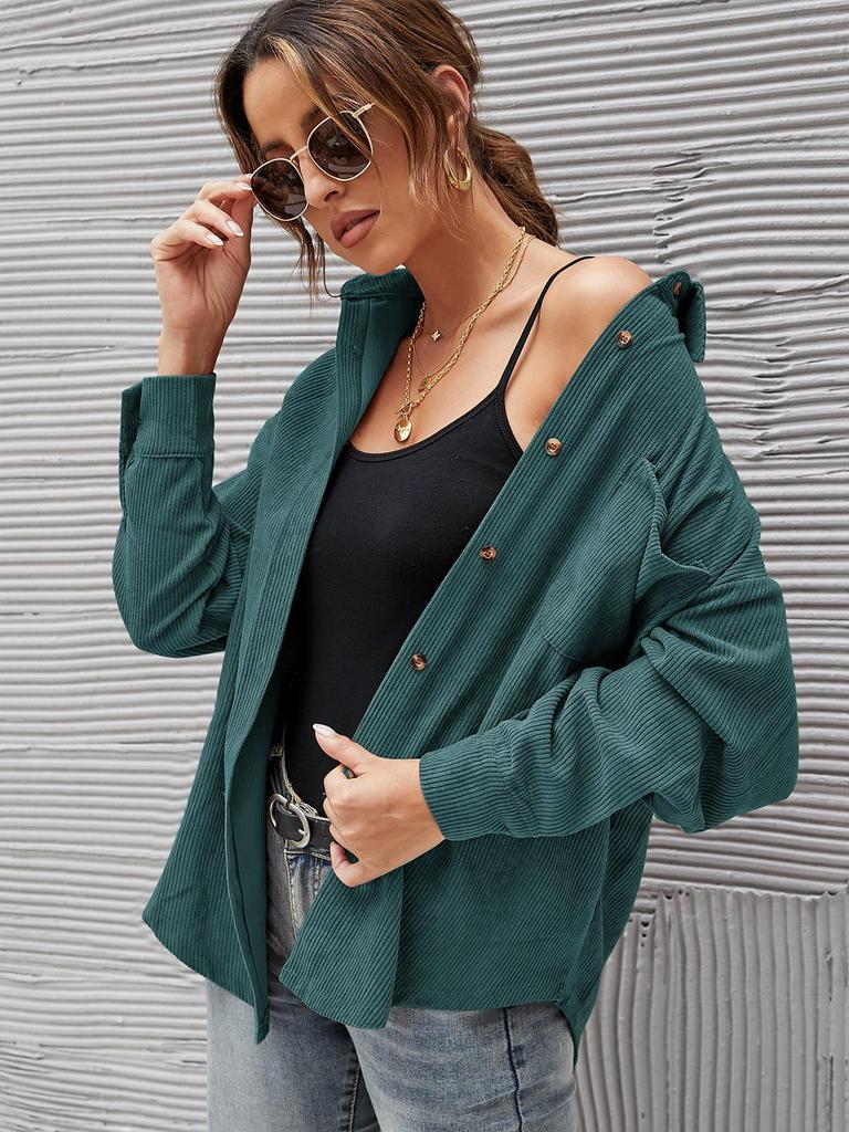 2026 Spring/Autumn Women's Oversized Loose Corduroy Shirt - European and American Style