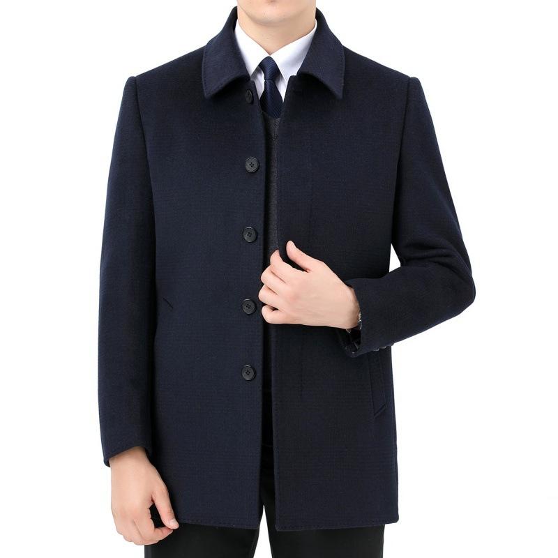 

Зимнее утолщенное кашемировое шерстяное пальто мужское средней длины двухстороннее шерстяное пальто для мужчин среднего возраста мужское шерстяное пальто для пап 195
