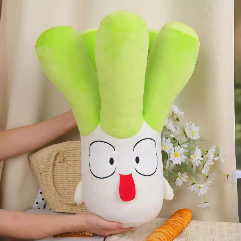 Adorable Green Scallion Plush Toy Soft Pp Cotton Stuffed Pillow For Bed