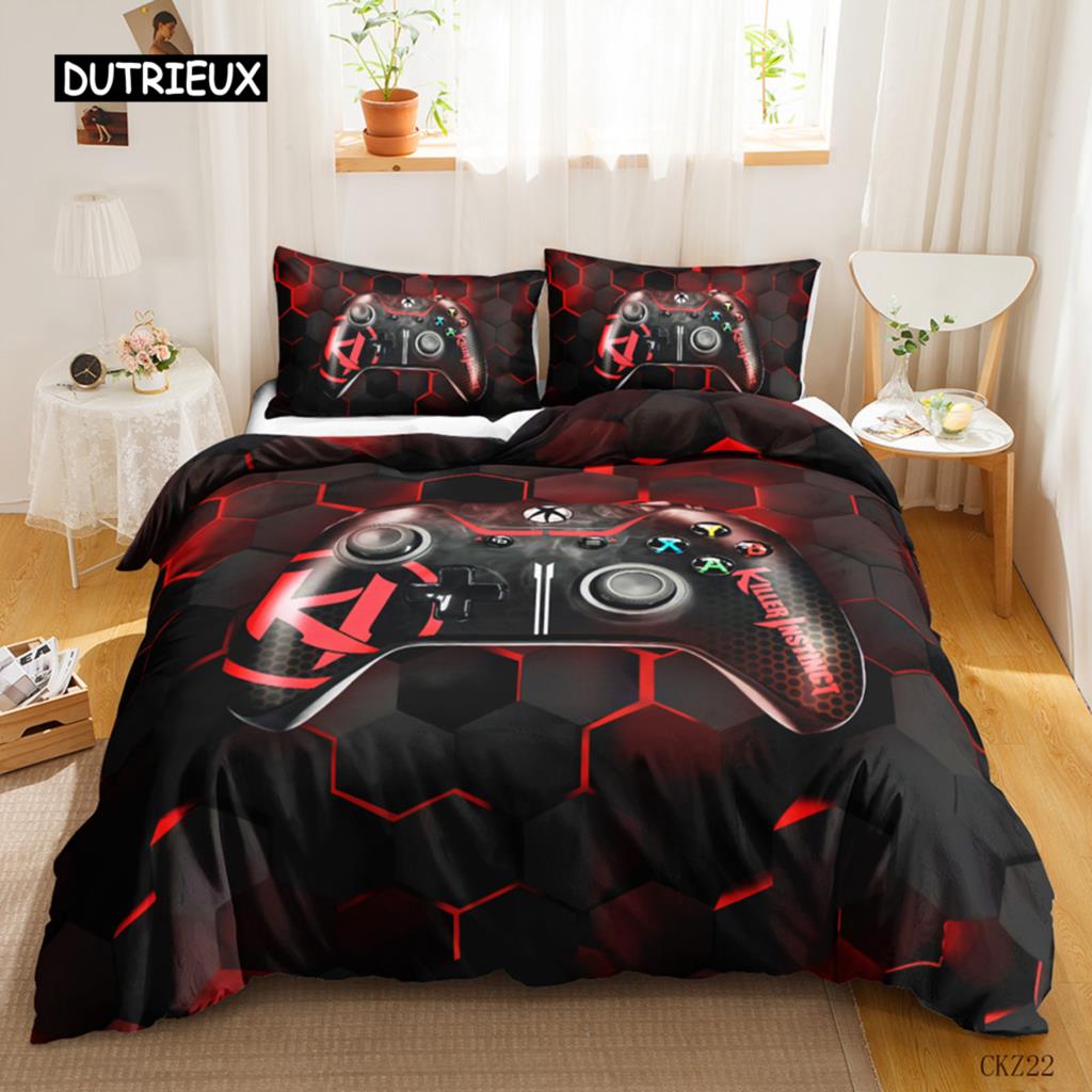 Game Duvet Cover Set Game Contoller Comforter Cover for Kids Boys Teens Player Game Double Queen King Size Polyester Bedding Set