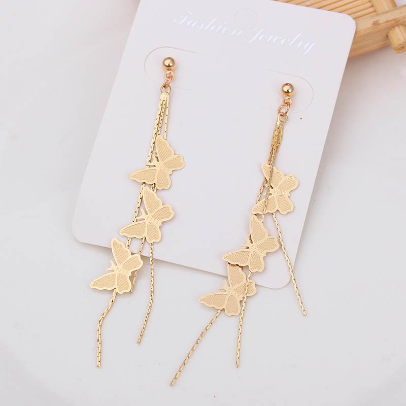 New Fashion Long Drop Earrings for Women Flower Star Moon Heart Butterfly Wings Crystal Pearl Round Geometry Tassel Ear Zircon