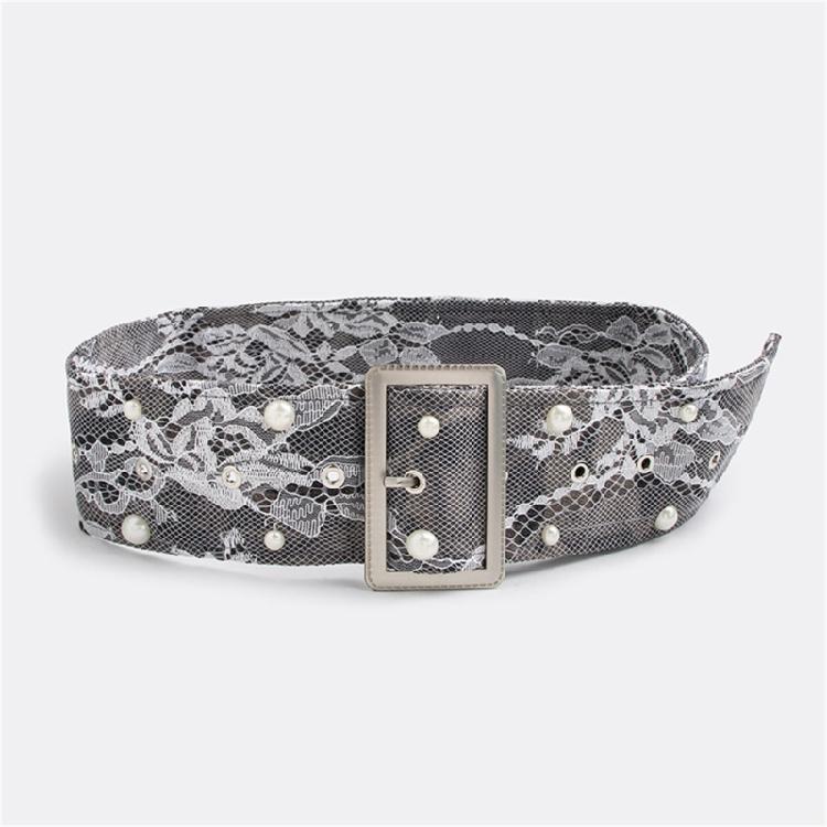 Comfortable Lace Waistband Pearls Embellishment Waist Belt Stylish Formal Dress Sash for Daily Wear & Parties