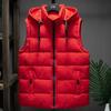 Men's Winter Trend Wear Loose Thick Down Cotton Clip Multi-pocket Solid Color Casual Hooded Vest Coat