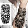 1 Sheet Black Skull God Wolf Eagle Temporary Tattoos For Men Women Full Arm Sleeve Tattoo Sticker Realistic Fake Tiger Lion Ship